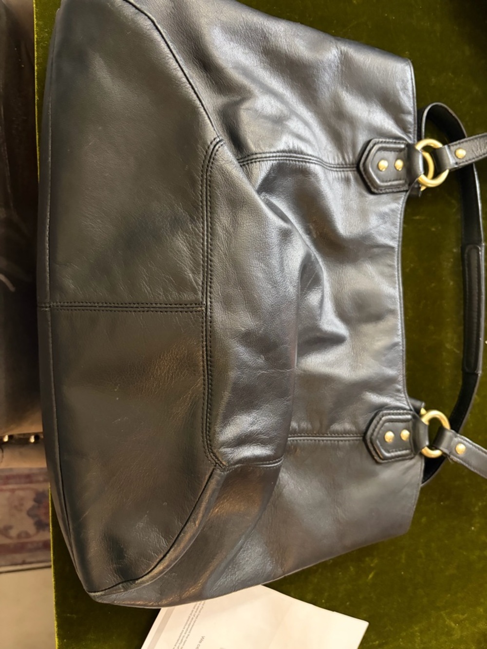 Coach Black Shoulder Bag Buckle Accent Gold Hardware Inner Pockets - Picture 6 of 16